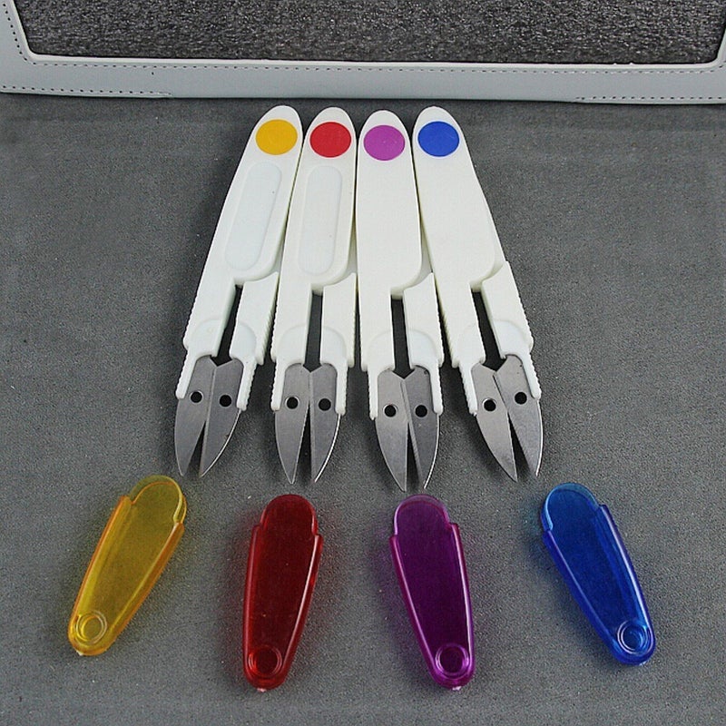 yueton Pack of 4 Plastic Handle & Safety Cover Sewing Scissors Clothes Thread Embroidery Cross-stitch Craft Clipper Cutter Tailor Nippers, Sewing Snip Thread Cutter Scissors - Image 4